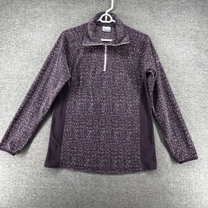 Columbia Fleece 1/4 Zip Pullover Sweater Women SZ L Purple Casual Winter